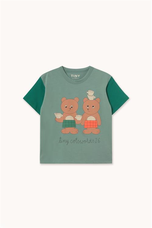 Tinycottons Tiny Tea Room Graphic Tee Teal-4y  Blå  4 år  Drenge, Piger