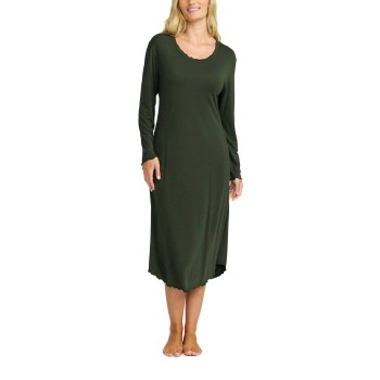 Damella Bamboo Plain Long Sleeve Nightdress Oliven Bambus X-Large Dame