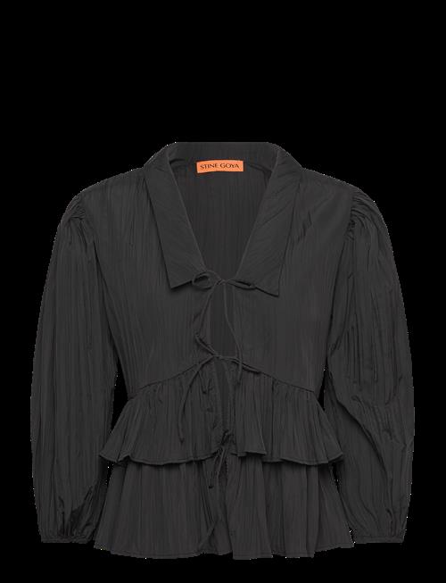 STINE GOYA | 2342 Pleated Poly, Balloon Sleeve Tie Top | XS