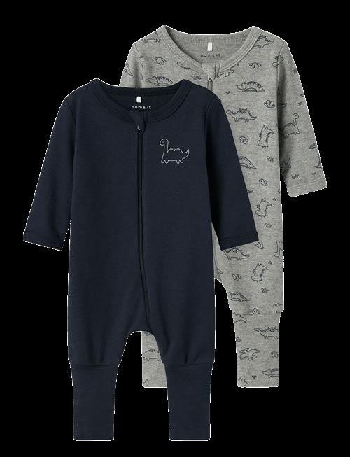 name it | Nbmnightsuit 2P Zip Ff Grey Dino Noos | 68