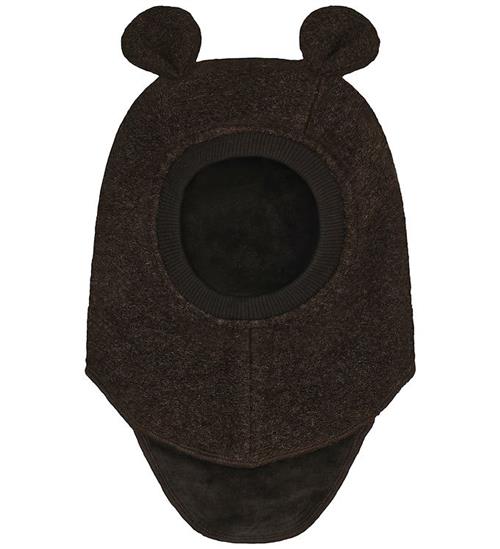 Huttelihut Elefanthue - Uld/Bomuld - Dark Brown Melange m. Ører