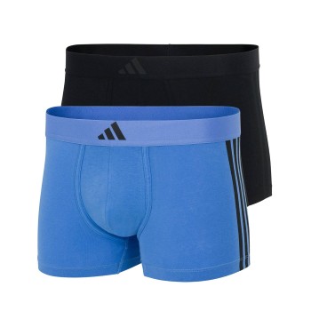 adidas 2P Active Flex Cotton 3 Stripes Low Rise Trunk Sort/Blå bomuld Medium Herre