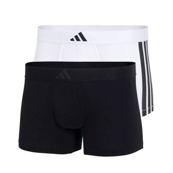 adidas 2P Active Flex Cotton 3 Stripes Low Rise Trunk Hvid/Sort bomuld Large Herre