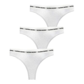 Björn Borg Trusser 3P Logo Thong Hvid bomuld Medium Dame