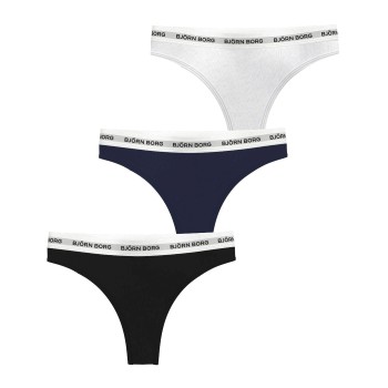 Björn Borg Trusser 3P Logo Thong Flerfarvet bomuld Large Dame