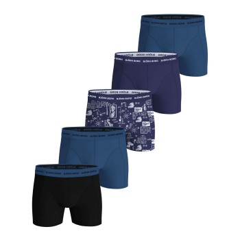 Björn Borg 5P Multi Cotton Stretch Boxer Marine/Blå bomuld Large Herre