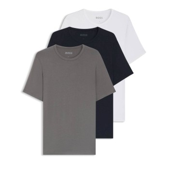 BOSS 3P Bamboo RN T-Shirt Sort/Hvid Bambus Medium Herre