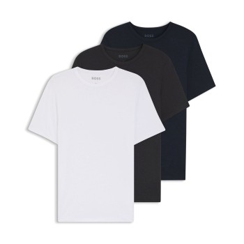 BOSS 3P Bamboo RN T-Shirt Sort/Marine/Hvid Bambus Large Herre