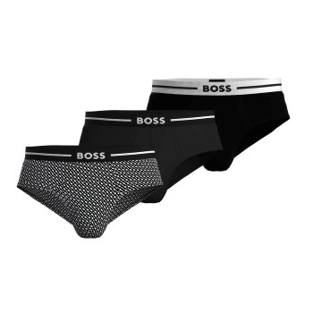 BOSS 6P Bold Design Hip Brief Sort/Hvid bomuld Large Herre