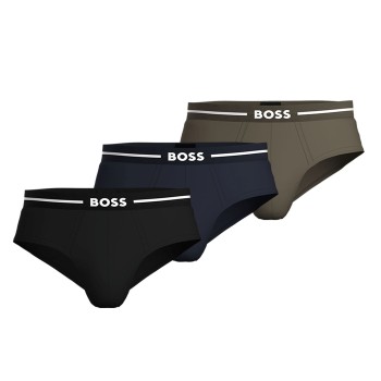 BOSS 3P Bold Design Hip Brief Sort/Grøn bomuld X-Large Herre