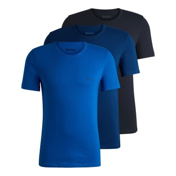 BOSS 3P Classic Regular Fit T ShirtRN Sort/Blå bomuld Medium Herre