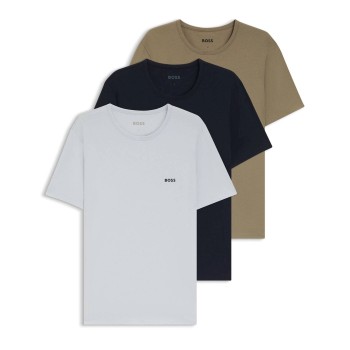 BOSS 3P Classic T ShirtRN Sort/brun bomuld Large Herre