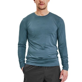 Bread & Boxers Bread and Boxers Active Long Sleeve Shirt Blå polyester Large Herre