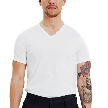 Bread & Boxers Bread and Boxers Cotton Stretch V-Neck T-shirt 2P Hvid økologisk bomuld X-Large Herre