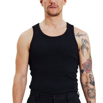 Bread & Boxers Bread and Boxers Ribbed Tank Top 2P Sort økologisk bomuld Large Herre