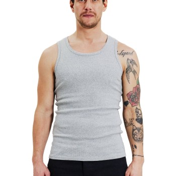 Bread & Boxers Bread and Boxers Ribbed Tank Top 2P Grå økologisk bomuld X-Small Herre