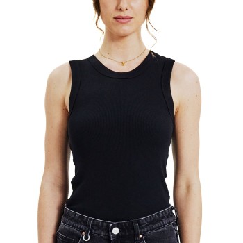 Bread & Boxers Bread and Boxers Tank Crew Neck Ribbed Sort økologisk bomuld Medium Dame