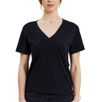 Bread & Boxers Bread and Boxers V-Neck Regular Tee Sort økologisk bomuld X-Large Dame