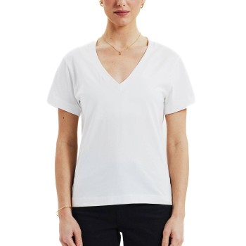 Bread & Boxers Bread and Boxers V-Neck Regular Tee Hvid økologisk bomuld X-Small Dame