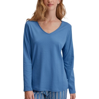 Calida Favourites Journey Long Sleeve V-neck Shirt Jeansblå bomuld X-Large Dame