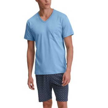 Calida Relax Streamline Short Pyjama Lyseblå bomuld Small Herre