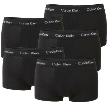 Calvin Klein 5P Cotton Stretch Solid Low Rise Trunks Sort bomuld Medium Herre