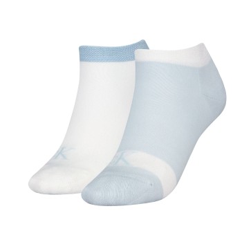 Calvin Klein Strømper 2P Glossy Sneaker Socks Hvid/Blå Str 35/38 Dame