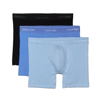 Calvin Klein 3P Icon Cotton Boxer Briefs Sort/Blå bomuld Large Herre