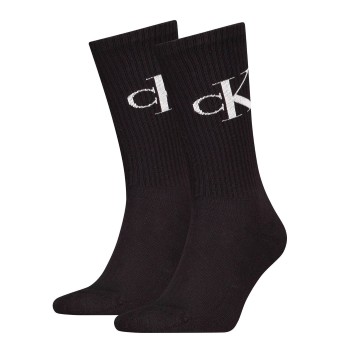 Calvin Klein Strømper 2P Monogram Crew Socks Sort Str 43/46 Herre