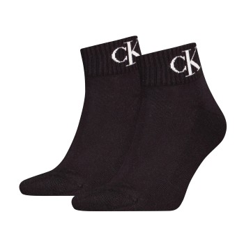 Calvin Klein Strømper 2P Monogram Quarter Socks Sort Str 39/42 Herre