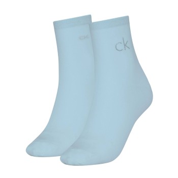 Calvin Klein Strømper 2P Shiny Logo Short Socks Lyseblå Str 39/42 Dame