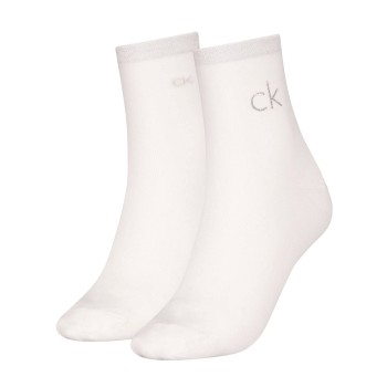 Calvin Klein Strømper 2P Shiny Logo Short Socks Hvid Str 35/38 Dame