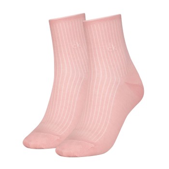 Calvin Klein Strømper 2P Short Sock Roll Top Lyserosa Str 35/38 Dame