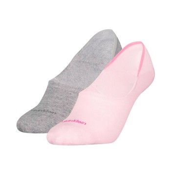 Calvin Klein Strømper 2P Women Mid Cut Footie Socks Grå/Rosa Str 39/42 Dame