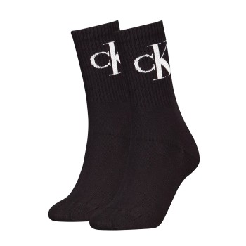 Calvin Klein Strømper 2P Women Monogram Crew Socks Sort Str 35/38 Dame