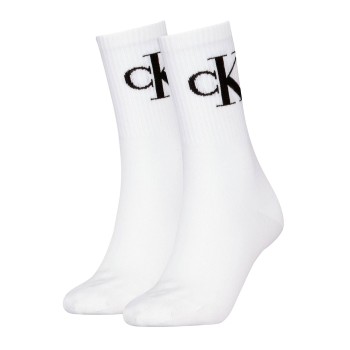 Calvin Klein Strømper 2P Women Monogram Crew Socks Hvid Str 39/42 Dame