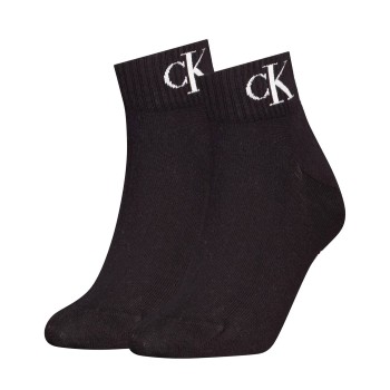 Calvin Klein Strømper 2P Women Monogram Quarter Socks Sort Str 35/38 Dame
