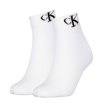 Calvin Klein Strømper 2P Women Monogram Quarter Socks Hvid Str 39/42 Dame