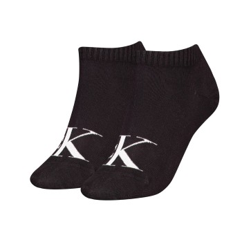 Calvin Klein Strømper 2P Women Monogram Sneaker Socks Sort Str 35/38 Dame