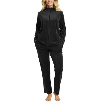Damella Velour Plain Suit Sort Large Dame