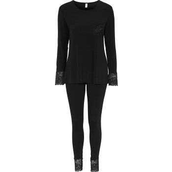 Damella Viscose Plain Pyjamas Set Sort viskose Medium Dame