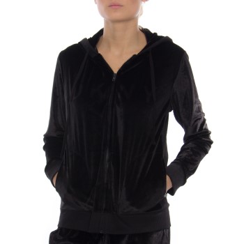 DKNY Insert Logo LS Sleep Hoodie Sort polyester Small Dame