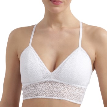 DKNY BH Modern Lace Racerback Longline Bralette Hvid nylon Medium Dame