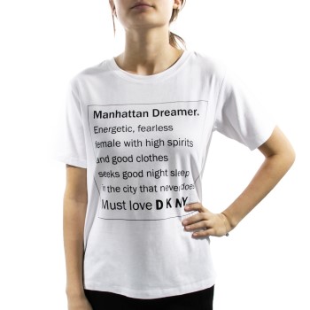 DKNY Spell It Out Short Sleeve Tee Hvid Medium Dame