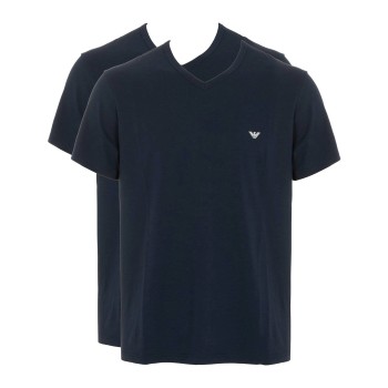 Emporio Armani Armani Cotton V-neck T-shirts 2P Marineblå bomuld XX-Large Herre