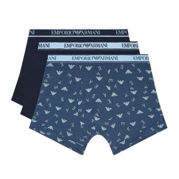 Emporio Armani Armani Logo Boxer With Long Leg 3P Marine/Blå bomuld Medium Herre