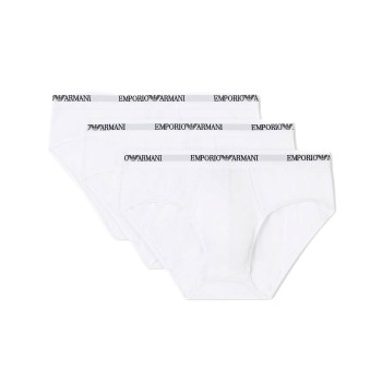 Emporio Armani Armani Stretch Jersey Briefs 3P Hvid bomuld Small Herre