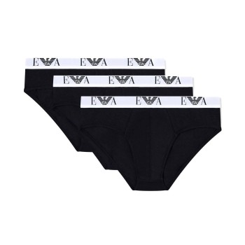 Emporio Armani Armani Stretch Jersey Briefs With Logo 3P Sort bomuld Large Herre