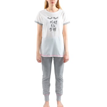 Esprit Anna Pyjamas Set Sort/Hvid bomuld 44 Dame