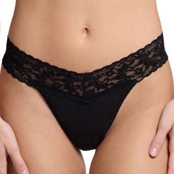 Hanky Panky Trusser 3P Supima Cotton Original Rise Thong Sort One Size Dame